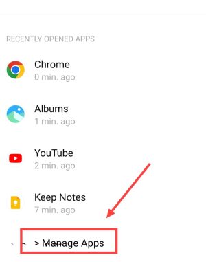 tap on manage apps