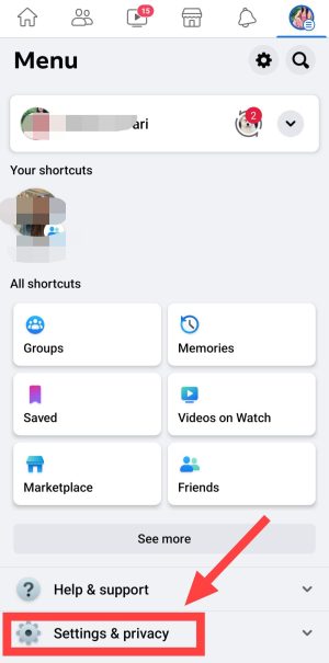 tap on setting and privacy